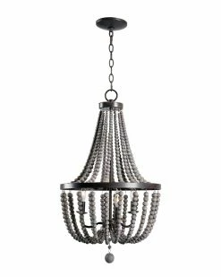 Kenroy Home 3-Light Wood Bead Chandelier Ceiling Lighting