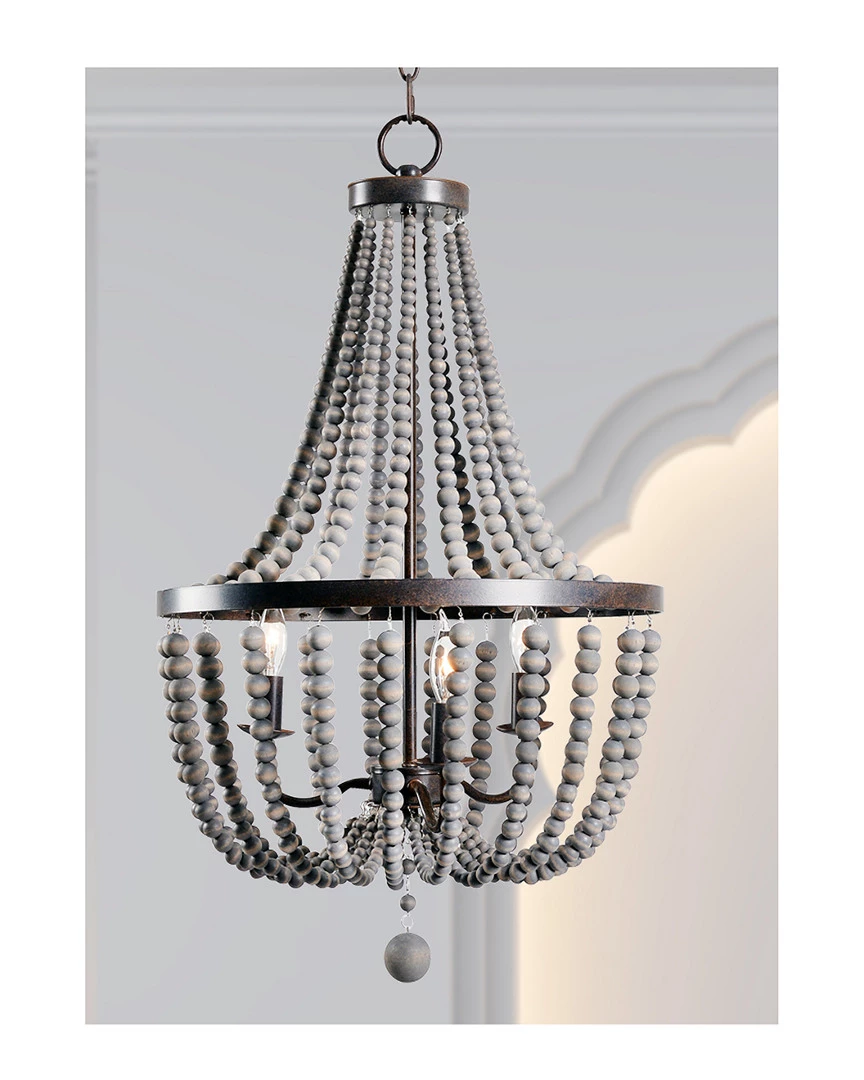 Kenroy Home 3-Light Wood Bead Chandelier Ceiling Lighting 2 Kenroy Home 3-Light Wood Bead Chandelier Ceiling Lighting - Image 2